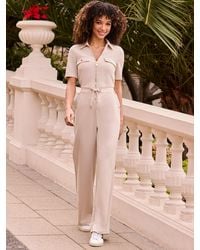 Sosandar - Zip Front Drawstring Waist Wide Leg Jumpsuit - Lyst
