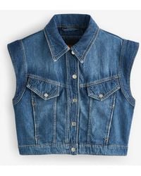 BOSS - Denim Trucker Button Through Vest Jacket - Lyst