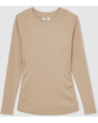 Reiss - Tessa Cotton Long-Sleeve Ruched T-Shirt With Stretch - Lyst