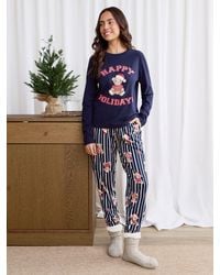 Threadbare - Cotton Teddy Bear Print Christmas Pyjamas Set - Lyst