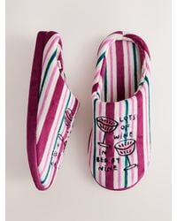 Next - Burgundy Seminal X Lauren Emmett Plush Mule Printed Slippers - Lyst