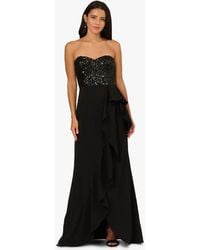 Adrianna Papell - Strapless Bead Mesh Dress - Lyst