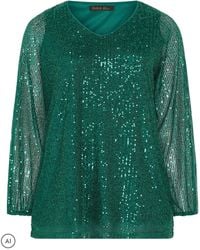 Evans - Sequin Embellished Balloon Sleeve Top - Lyst