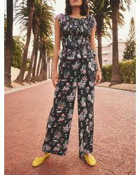 Cath Kidston - Cotton Island Printed Straight Leg Trousers - Lyst