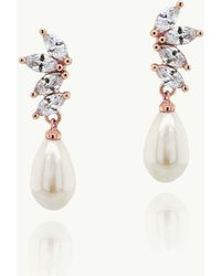 Ivory & Co. - Ashbourne R Classic Crystal And Pearl Drop Earrings - Lyst