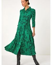 Roman - Abstract Circle Print Midi Shirt Dress - Lyst