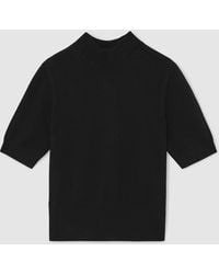 Reiss - Cotton And Wool Funnel-Neck Knit Top - Lyst