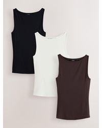Next - Cream Modal Rich Boat Neck Vests 3 Pack - Lyst