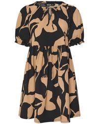 Yours Curve - Floral Print Tie Neck Dress - Lyst