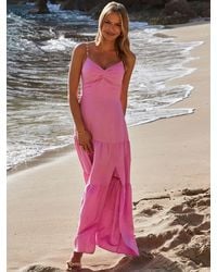Sosandar - Petite Linen Rich Tiered Hem Maxi Dress - Lyst