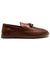 OFF THE HOOK - Tiger Tassel Suede Leather Slip-On Loafers With Woven Detail - Lyst