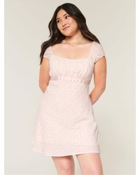 Hollister - Crepe Cap Sleeve Satin Sash Mini Dress - Lyst