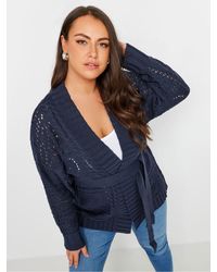 Yours Curve - Pointelle Mix Cardigan Mit Gürteleu 46-48 (Uk 18-20) - Lyst