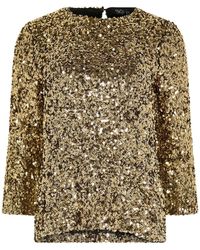 M Com - Petite Sequin Flute Top - Lyst