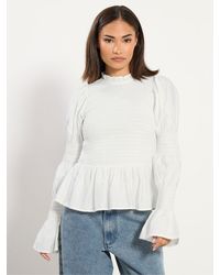 PixieGirl Petite - Long Sleeve Shirring Smock Top - Lyst