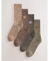 Next - Neutral Forest Embroidery Twisted Heavyweight Socks 4 Pack - Lyst