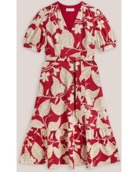 Hobbs - Martha V-Neck Short Sleeve Tie Waist Jersey Midi Dress - Lyst