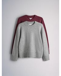 The Set - 2 Pack Crew Neck Jumper With Wool Mid/Burgundy - Lyst
