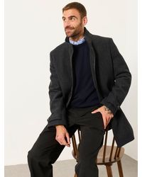 FatFace - Fatface Pendeen Charcoal Wool Mix Overcoat - Lyst