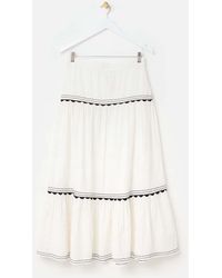 Oliver Bonas - 100% Cotton Rickrack Tiered Midi Skirt - Lyst