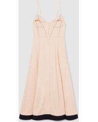 Reiss Etta - Navy Linen Corset Midi Dress in Blue | Lyst