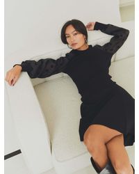 Y.A.S - Y. A.S Y. A.S Polka Dot Mesh Sleeve Knitted Long Sleeve Top - Lyst