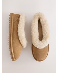 Next - Tan Suede Faux Fur Lined Mini Boot Slippers - Lyst