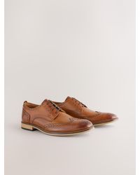 Next - Standard Fit Leather Contrast Sole Brogue Shoes - Lyst