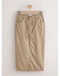 Next - Cotton Linen Blend Midi Skirt - Lyst