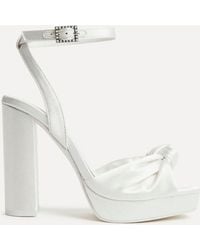 Linzi - Bridal Altar Platform Heel Sandals With Knotted Front Strap - Lyst