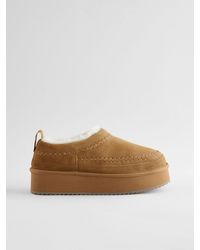 Next - Kuschelige Slip-On-Schuhe Aus Leder Mit Borg-Futter - Lyst
