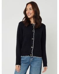 Threadbare - Crew Neck Scallop Trim Cardigan - Lyst