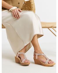JD Williams - Rose Extra Wide Fit Sparkly T Bar Pattern Wedge Sandals - Lyst