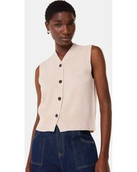 Whistles - Wool V-Neck Button Front Tankmittel - Lyst