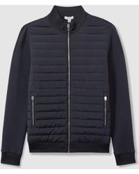Reiss - Freddie Hybride Stepp- Und Strickjacke Mit Durchgehendem Reißverschluss - Lyst