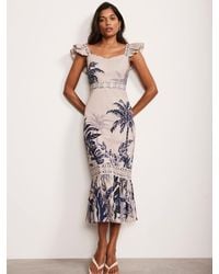 Mint Velvet - Palm Print 100% Cotton Midi Dress - Lyst
