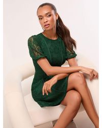 Lipsy - Mini Lace Short Sleeve Skater Dress - Lyst