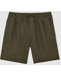 Reiss - Short - Thyme Green Barges Linen Drawstring Shorts, 30 - Lyst