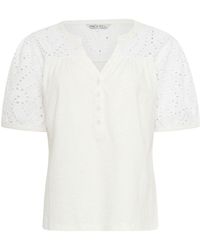 M Com - Broderie Half Placket Top - Lyst