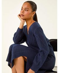 Roman - Petite V-Neck Knit Midi Dress - Lyst