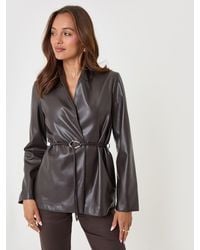 Threadbare - Faux Leather Belted Blazer - Lyst