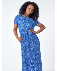 Roman - Petite Spot Print Stretch Midi Dress - Lyst