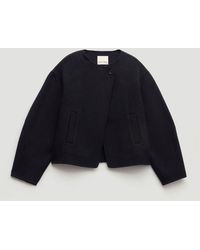 Hush - Pure Wool Double Faced Collarless Jacket - Lyst