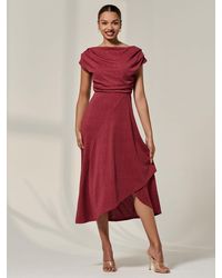 Jolie Moi - Asymmmetric Draped Midi Dress - Lyst