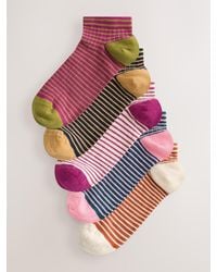 Next - Burgundy/ Stripe Trainer Socks 5 Pack - Lyst