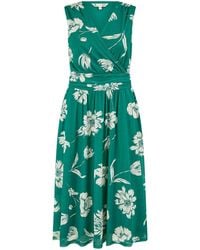 Yumi' - Floral Print Stretch Mesh Dress With Pockets - Lyst