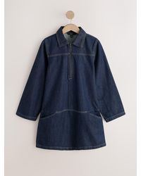 Next - Rinse Zip Front Long Sleeve Denim Mini Dress - Lyst