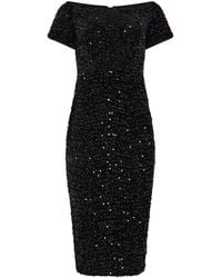 M Com - Sequin Velvet Notch Neck Shift Dress - Lyst