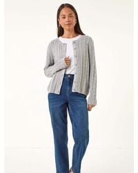 Roman - Petite Cable Knitted Cardigan - Lyst