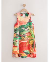 Next - Linen Rich Square Neck Shift Mini Dress - Lyst